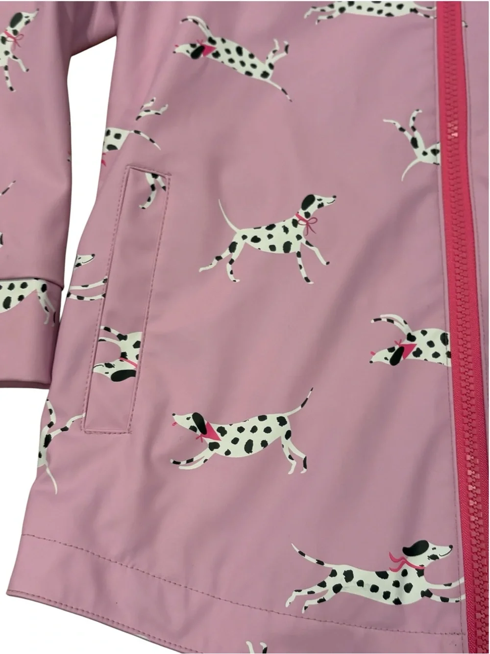 Joules Girls Pink Dalmatian Print Hooded Rain Jacket 7 youth